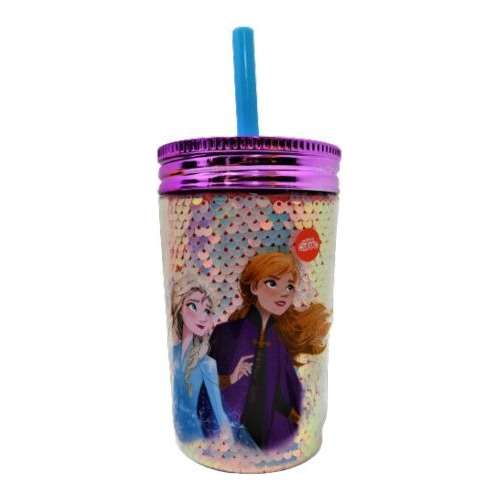 Vaso Doble Pared Glitter Con Sorbete Frozen Disney Cresko