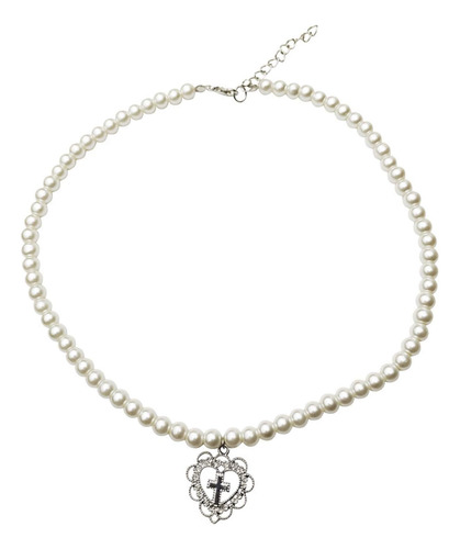 Collar De Cadena De Perlas De Imitación Con Colgante De Cora