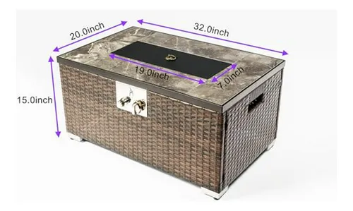 Mesa De Fuego Rectangular Para Exteriores Con Tapa De Tanque
