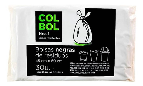 Bolsa De Basura/ Reciclado Reforzada 45 X 60cm X 30 Unidades