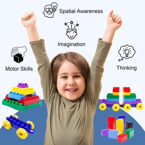 Bloques Juguete De Construcción con Mochila Bolsa 300 Piezas. Juego De Bloques De Construccion Niños