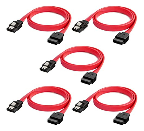 Cable Sata Iii 0.6ft 6.0 Gbps 7pin - 5-pack, Rojo (sata Iii