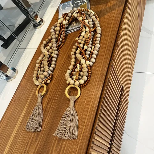 Colar De Mesa Grande Decorativo 1,50m Madeira Sala Luxo Bege ...