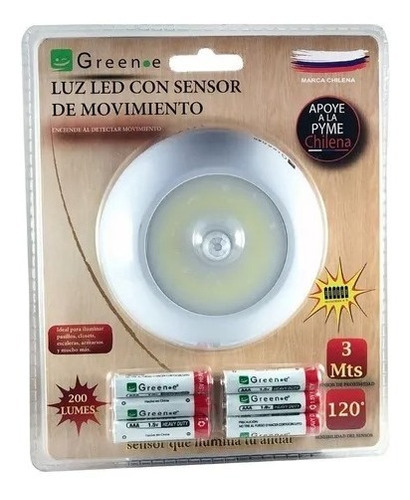 Luz Led Con Sensor De Movimiento.  200 Lúmenes Con 6 Pilas 