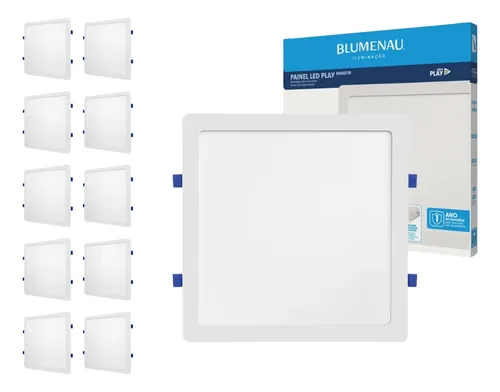 Kit 10 Painel Led Quadrado Embutir 24w 30x30 Play Blumenau