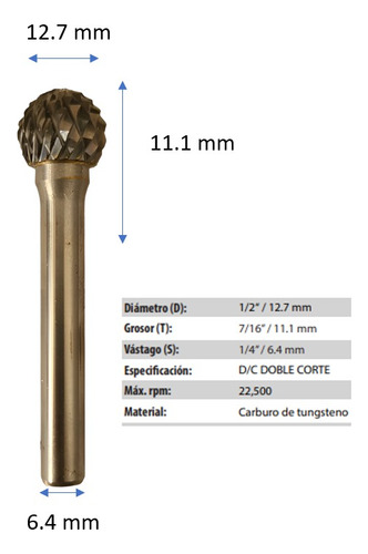 Lima Rotativa Carburo Tungs Tipo Sd-5cd 1/2x7/16x1/4x2-1/4