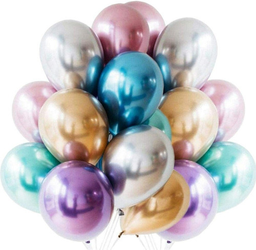 Balão Bexiga Metalizado Colorido - Cromado - 25 Un - N° 9