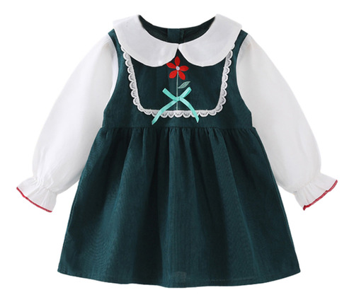 Vestido Vintage Para Niñas De 1 A 6 Años Con Cuello De Muñec