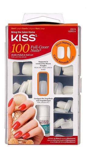 Kiss Products 100 Uñas De Cobertura Completa, Cuadrado Cort