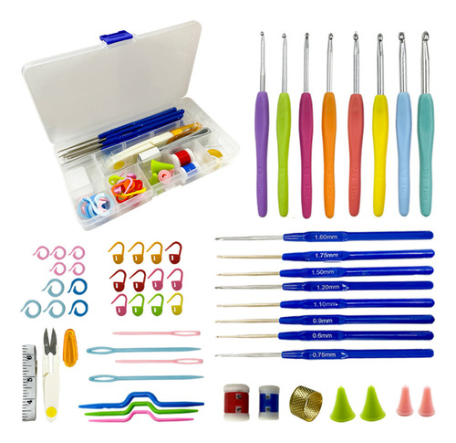 Kit Croche Trico Completo 16 Agulhas + Diversos Acessorios