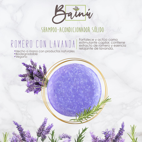 Shampoo Sólido Con Acondicionador Lavanda Con Romero 100 Grs