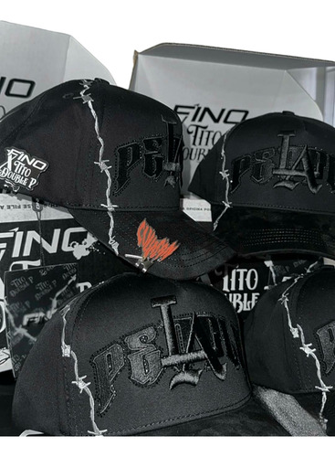 Gorra Fino X Tito Double P La People / Gallo Fino Full Set Negro Ajustable Lisa