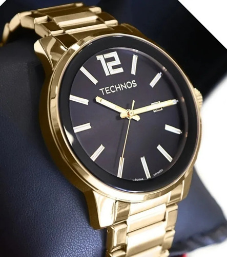 Relógio Technos Masculino Dourado Quadrado Golf 2115koi/4p Cor do bisel Preto Cor do fundo Preto 2