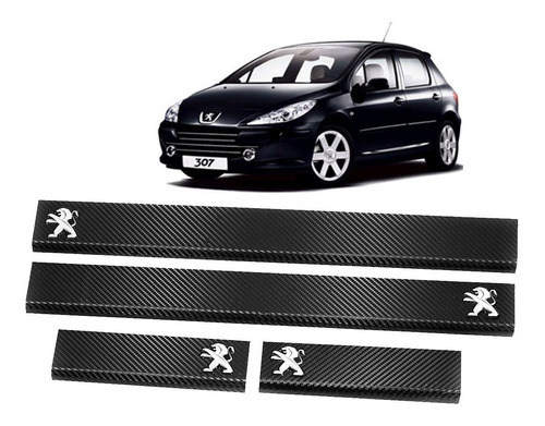  Cubre Zocalos Simil Carbono P/ Peugeot 307 Accesorio 