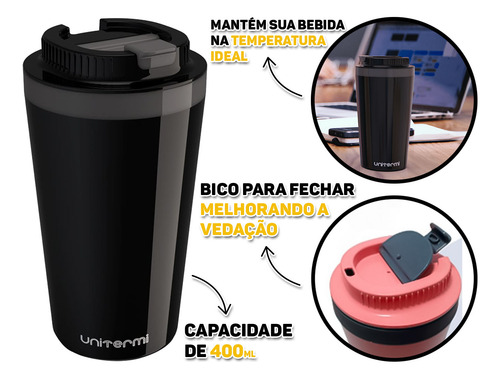 Copo Térmico Minas Com Tampa Quente E Frio 400ml Unitermi