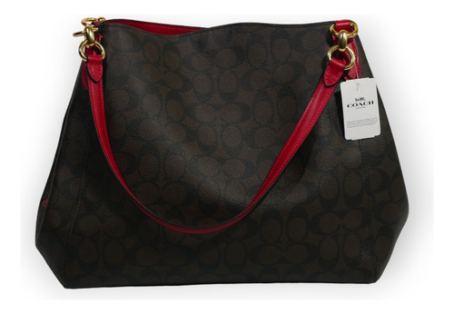 Cartera Coach Sig Hallie Cafe Con Rojo