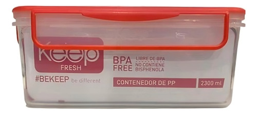 Hermetico Pp 2300 Ml Rectangular Color Rojo