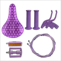 Comprar Kit Selim Pedais Manetes Manoplas Conduites Aro 16 Lilas
