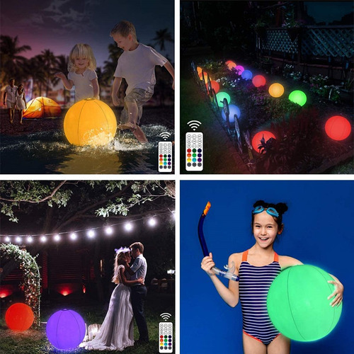 Con Luz Led Verano Pileta Pelota Inflable Playa 40cm