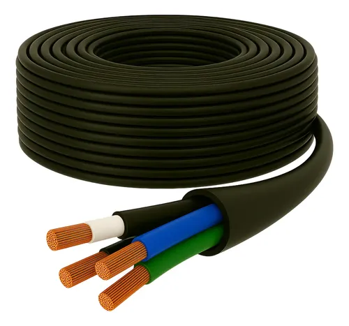 Fio Cabo Eletrico Pp 4x1,5 Rolo C/50m Flexivel Preto .x.