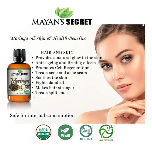 Aceite Energético De Moringa Orgánico 100% Aceite De Semilla