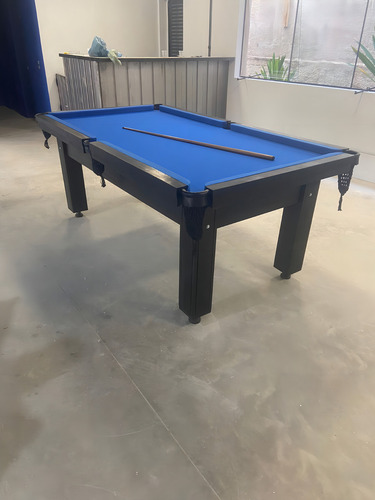 Mesa De Sinuca 1,90x1,20 - Preta Madeira Maciça Cor do tecido Azul Royal