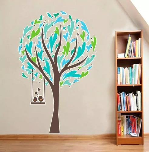 Vinil Decorativo Habitación Infantil Árbol Columpio Aves