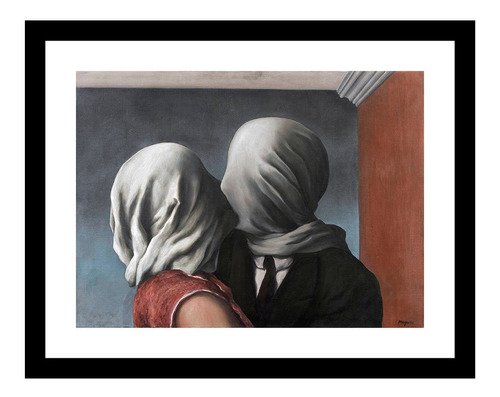 Cuadro Los Amantes Magritte 43x34 Cm Marco Vidrio Calidad 