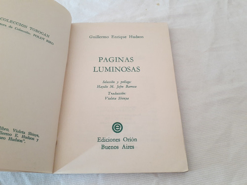 Paginas Luminosas Guillermo Enrique Hudson Orion