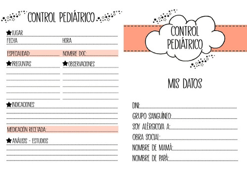 Kit Imprimible - Agenda Bebé Control Pediátrico En Pdf -