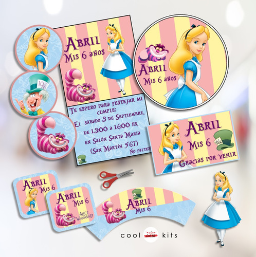 Kit Imprimible Alicia País Maravillas Personalizado Candybar