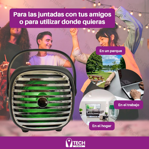 Parlante Vintage Bluetooth Karaoke Con Radio Y Micrófono Led