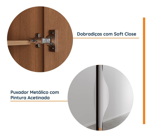 Guarda Roupa Modulado De Canto Com Espelho 6 Portas 3 Peças