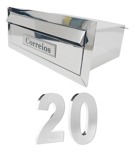 Kit Caixa De Correio + 02 Números Residencial De Inox Cor Cinza