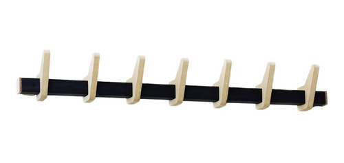 Imagen 2 de 4 de Perchero De Pared De 7 Soportes Metal Madera Moderno Barral