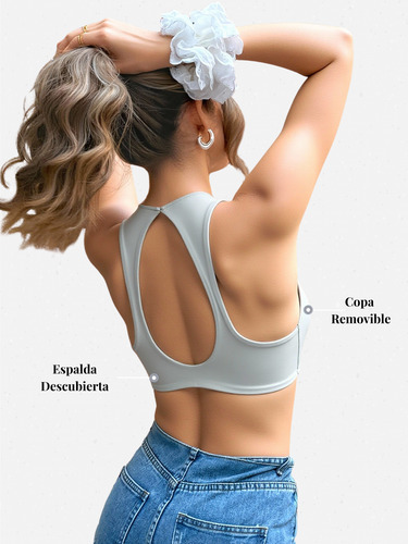 Top Deportivo Gym Ajustable Push Up Secado Rápido Blanco Lisa S