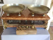 Comprar Antigua Balanza Dos Platos Mármol Bronce Roble 6 5 0 . 0 0 0