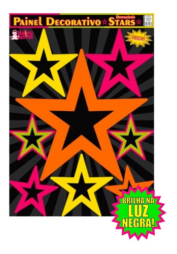 Imagem 1 de 3 de Painel Decorativo Estrelas Neon
