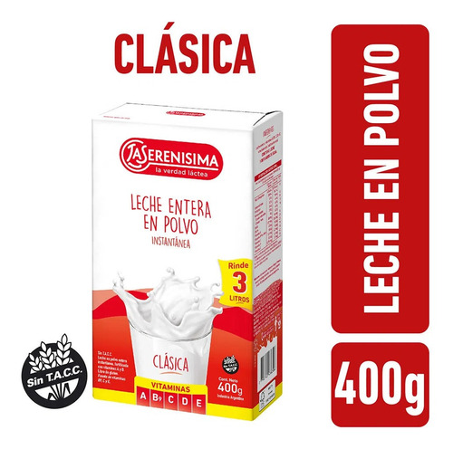 Leche En Polvo La  Serenisima 400grs Pack X 4 Unidades 