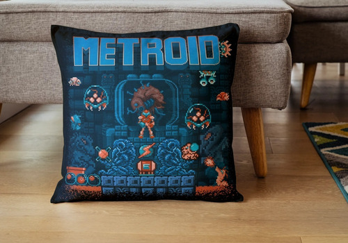 Cojin Decorativo Metroid Portada Retro Clasico Nintendo Color Metroid 02