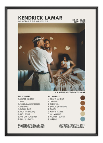 Cuadro Álbum Music Tracklist Kendrick Lamar Con Marco