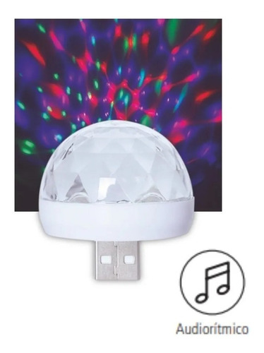 Imagen 3 de 10 de Mini Bola Giratoria Rgb Led Esfera Luz Colores Audioritmica