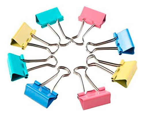 12 Clips De Carpeta De Colores De 51 Mm