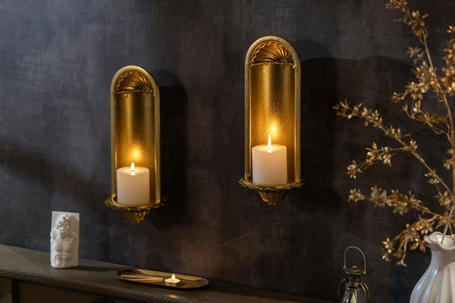 Juego De 2 Candelabros, Aplique De Vela De Pared Dorado, Dec