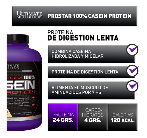 Prostar 100% casein protein 2 lb ultimate | envío gratis
