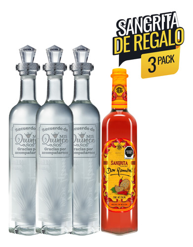 Tequila Don Ramon Punta Diamante Plata Xv Años 3 Pack