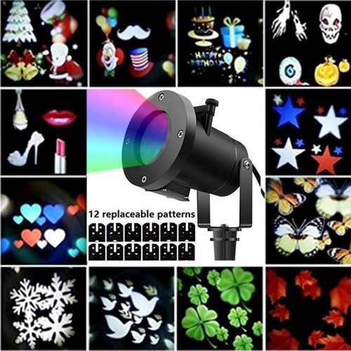 12 Projetor Natal Led Natalino Desenhos Laser Espeto Jardim