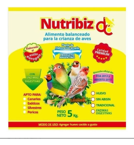 Alimento Canarios Nutribiz 1 Kg + Cazuela Y 2 Bizcocheras