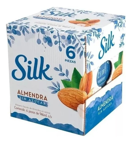 Bebida De Almendra Silk S/ AzĂșcar Sin Gluten 6 Pzs De 946ml