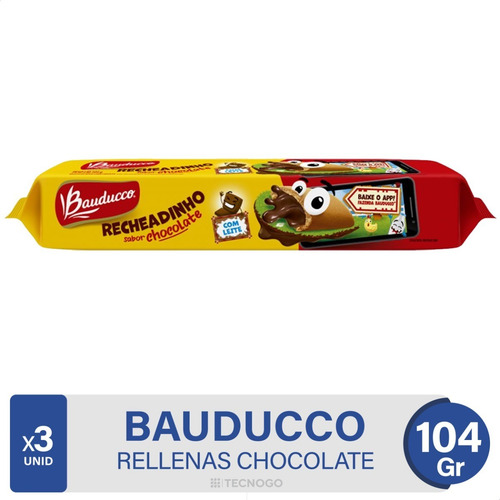 Galletitas Rellenas Chocolate Con Leche Bauducco - Pack X3